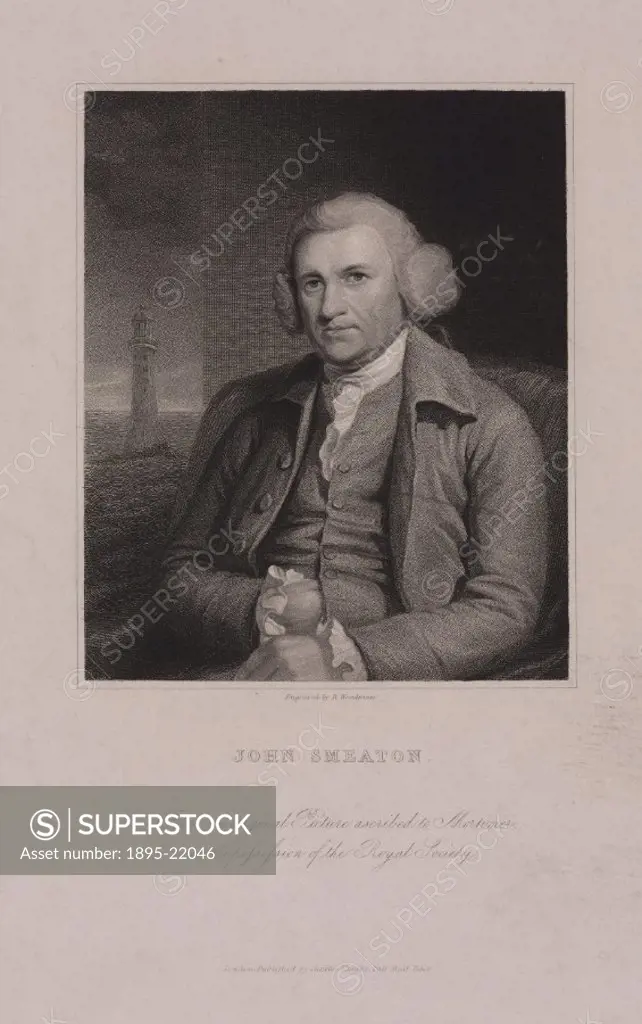 Engraving by R Woodman after an original picture attributed to John Henry Mortimer, c 1770s. John Smeaton (1724-1792) was elected a Fellow of the Roya...