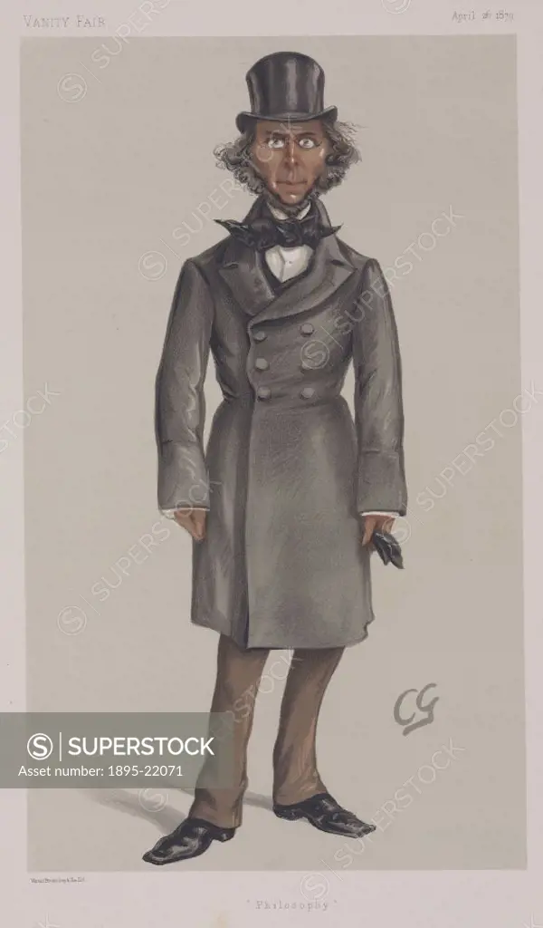 Chromolithograph by Vincent Brooks Day and Son Ltd of a caricature by Francis Carruthers Gould (CG’), from Vanity Fair’ magazine. Herbert Spencer (1...