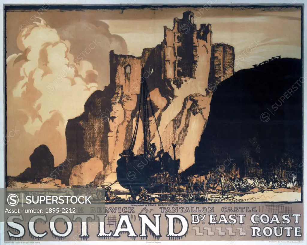 Poster produced by London & North Eastern Railway (LNER) to promote train services to North Berwick via the East Coast route. The poster shows a view ...