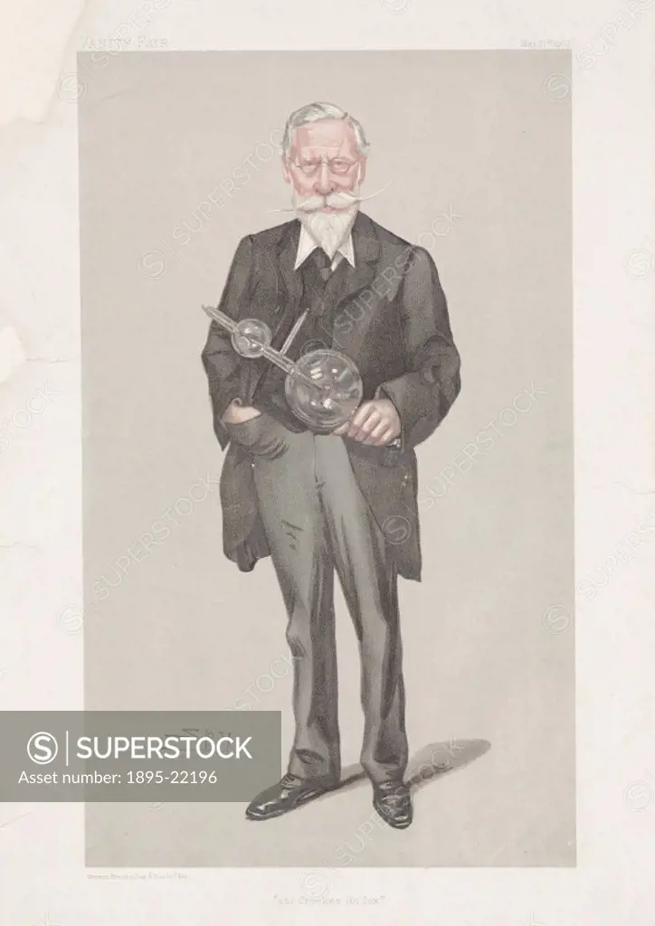 Chromolithograph by Spy. After studying at the Royal College of Chemistry, London, Crookes (1832-1919) went on to make significant contributions in se...