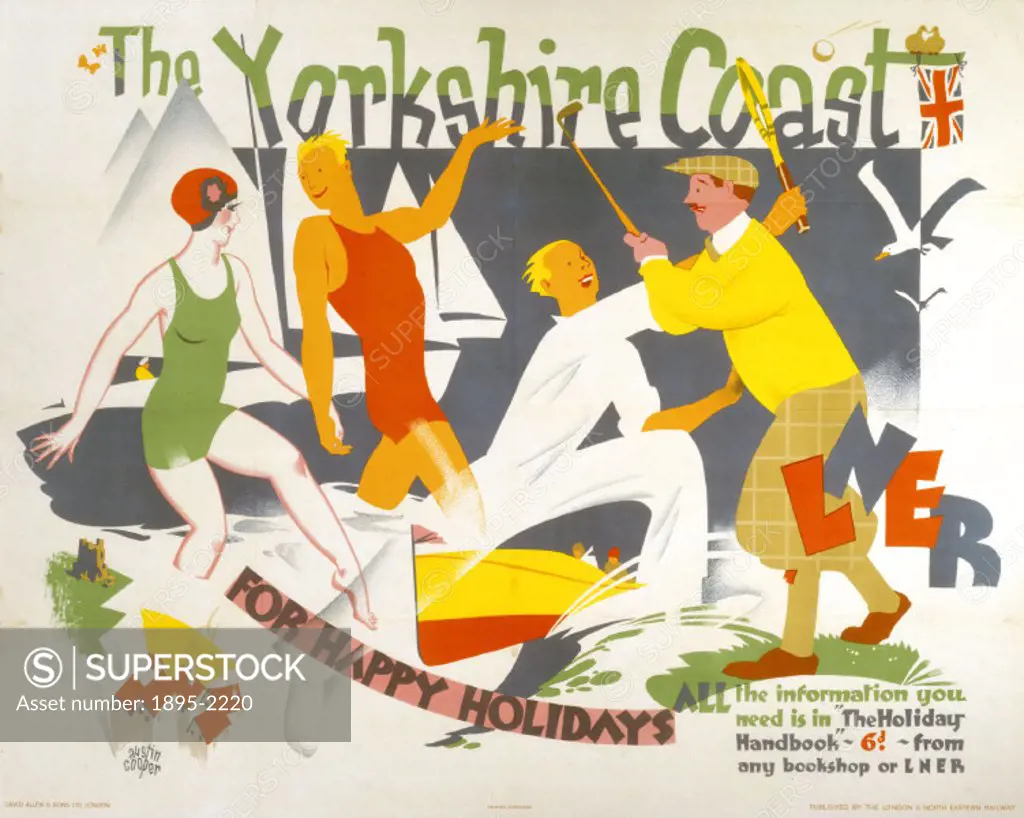 Poster produced by London & North Eastern Railway (LNER) to promote rail travel to the Yorkshire coast. Artwork by Austin Cooper (1890-1964), a Canadi...