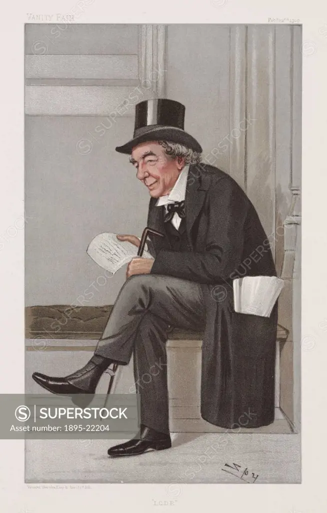 Lithograph by Spy of James Forbes (1823-1904), General Manager of the London, Chatham & Dover Railway. From the magazine from Vanity Fair’. Dimension...