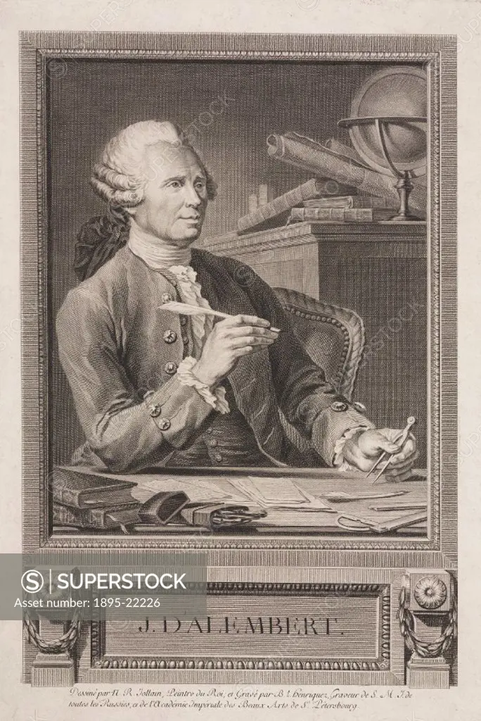 ´Engraving by B L Henriquez after M R Tollain of d´Alembert (1717-1783) who made important contributions to mechanics. D´Alembert was illegitimate; hi...