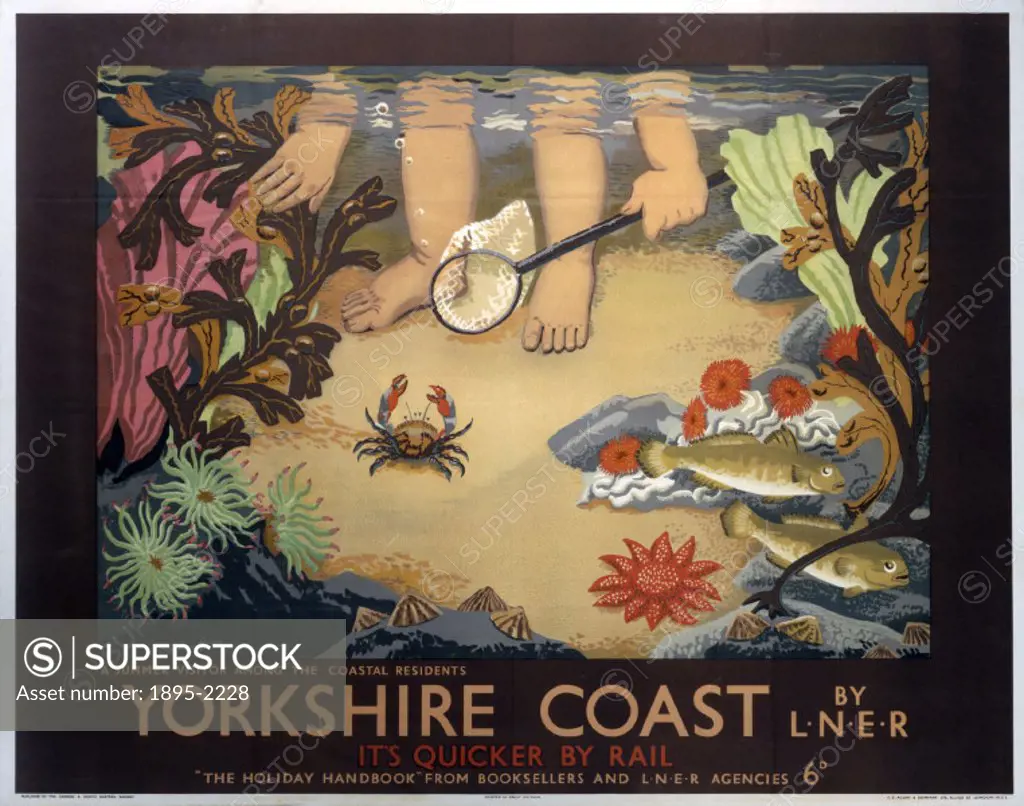Poster produced by London & North Eastern Railway (LNER) to promote train services to the Yorkshire coast. Artwork by Stephen Bone.