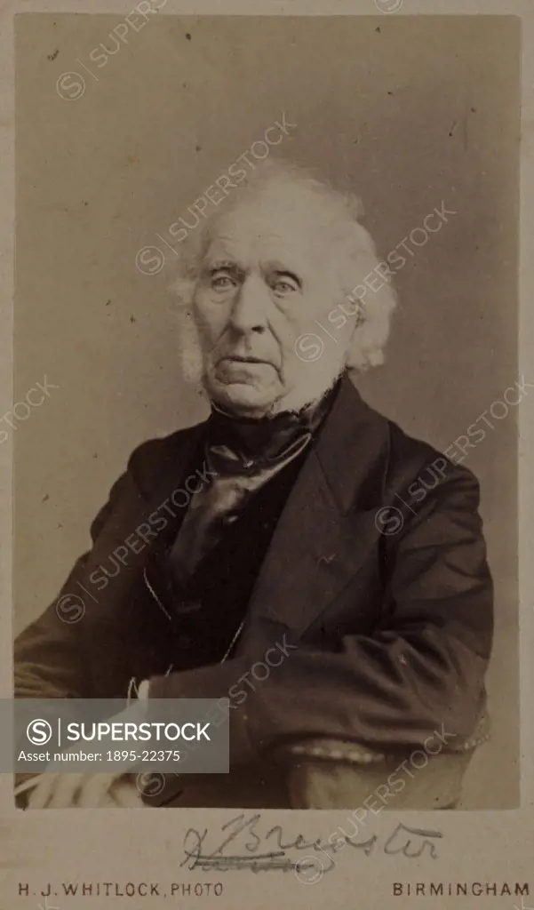 Carte de visite photograph by H J Whitlock of Sir David Brewster (1781-1868). Brewster played a leading part in the popularisation of science in Brita...