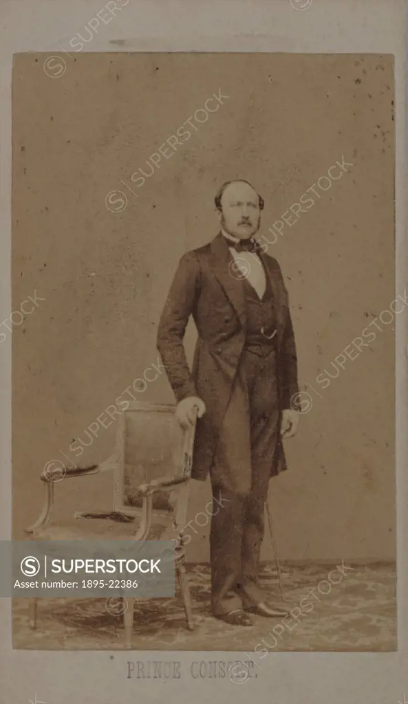 Carte de visite full-length photographic portrait of Prince Albert (1819-1861) by John Mayall. Prince Albert (1819-1861), son of the Duke of Saxe-Cobu...