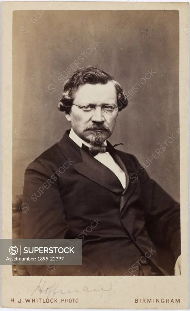 Carte de visite photograph by H J Whitlock of Birmingham. Hofmann (1818-1892) became the first director of the Royal College of Chemistry in London in...