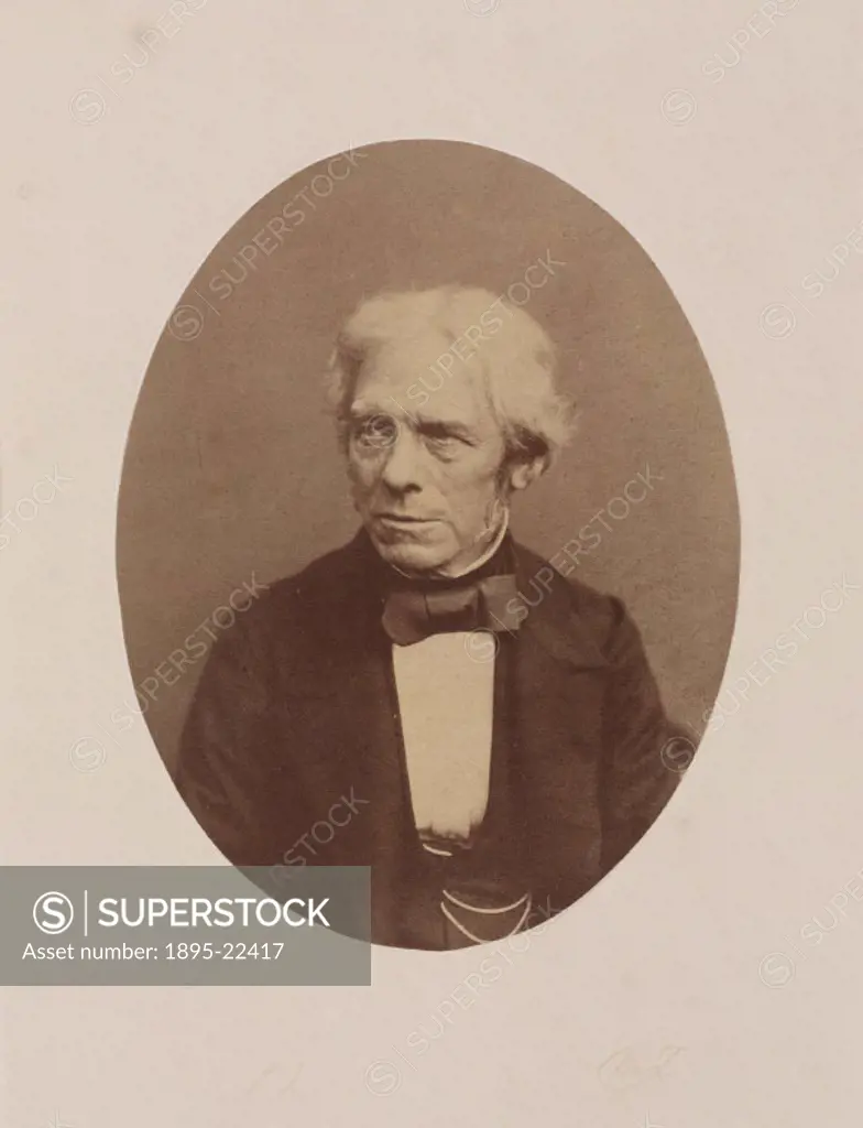 Carte de visite photograph initialled by himself. Michael Faraday (1791-1867) discovered the principles of the electric motor and dynamo. Faraday´s gr...