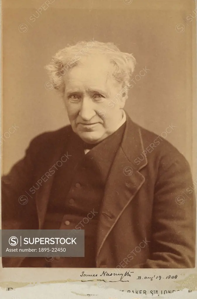 Cabinet photograph of James Nasmyth (1808-1890). Nasmyth worked in the London machine-shop of Henry Maudslay (1771-1831). He was probably the greatest...