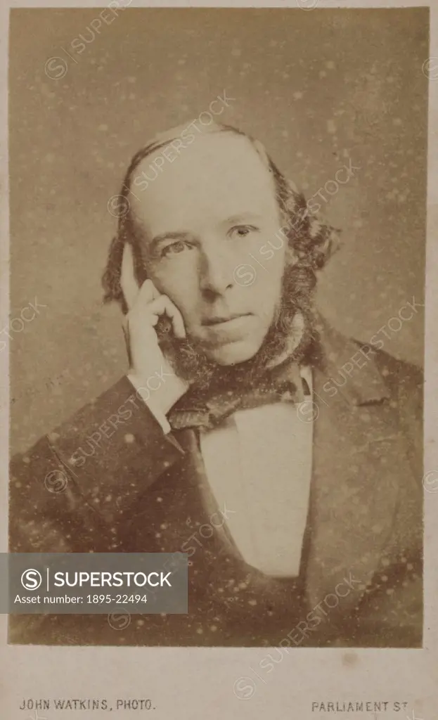 Carte de visite photograph by John Watkins of Parliament Street, London. Herbert Spencer (1820-1903) was a social philosopher, and one of the first En...