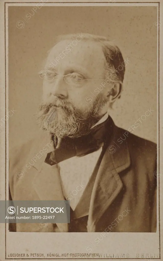 Carte de visite photograph by Loescher & Petsch of the German anatomist and pathologist, Rudolf Ludwig Karl Virchow (1821-1902). Virchow studied medic...
