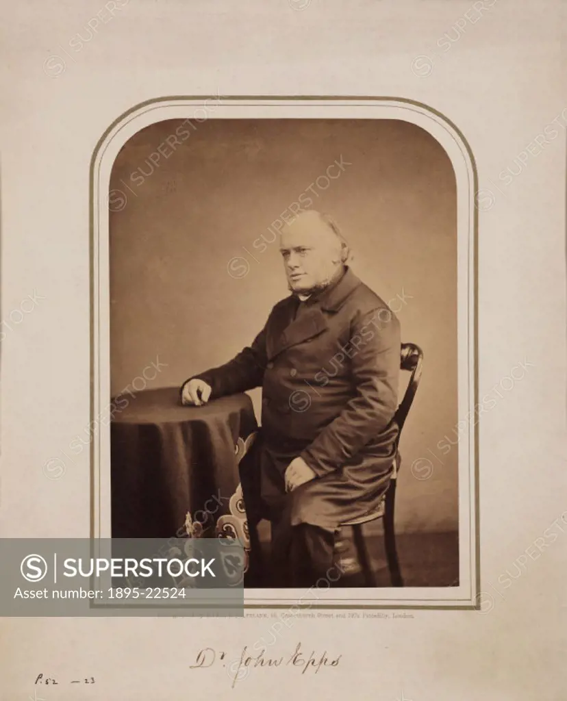 Studio portrait photograph by Maull and Polyblank of Dr John Epps (1805-1869). Epps was medical director of the Royal Jennerian and London Vaccination...
