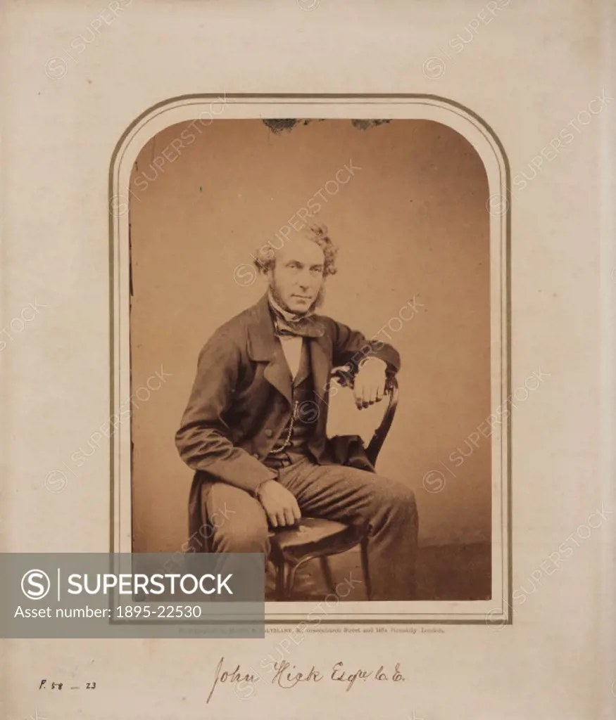 Studio portrait photograph by Maull and Polyblank of John Hick (1815-1894). Henry Maull and George Henry Polyblank founded the photographic studio Mau...