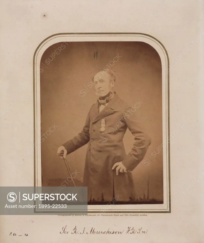 Studio portrait photograph by Maull and Polyblank of Sir Roderick Impey Murchison (1792-1871). A former soldier, Murchison was among the last of the i...