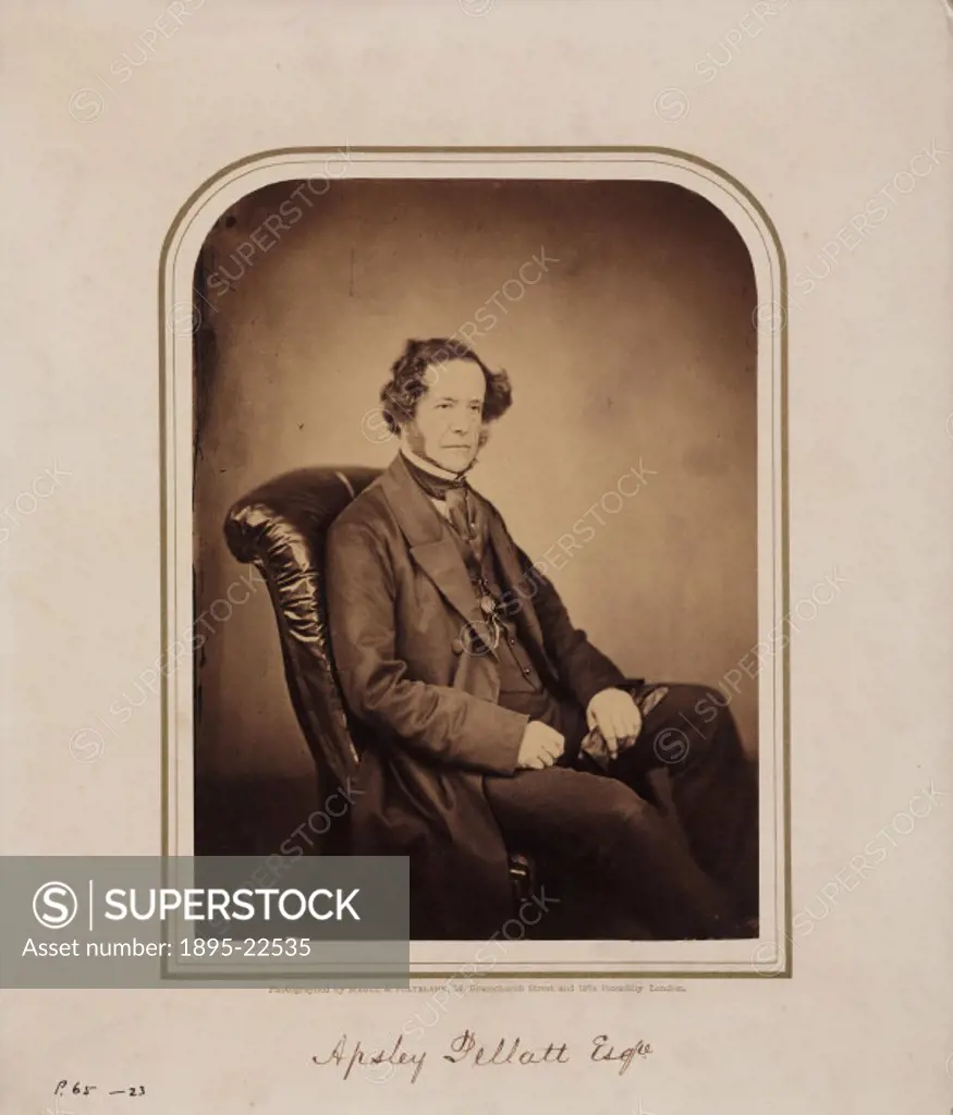 Studio portrait photograph by Maull and Polyblank of Apsley Pellatt (1791-1863). Pellatt joined his father´s glass company, Pellatt and Green, in Lond...