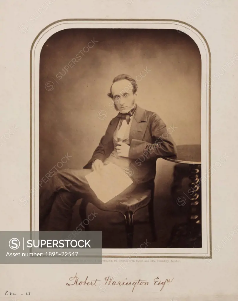 Photographic studio portrait by Maull and Polyblank of Robert Warington (1807-1867). Warington began his career as an apprentice to a manufacturing ch...