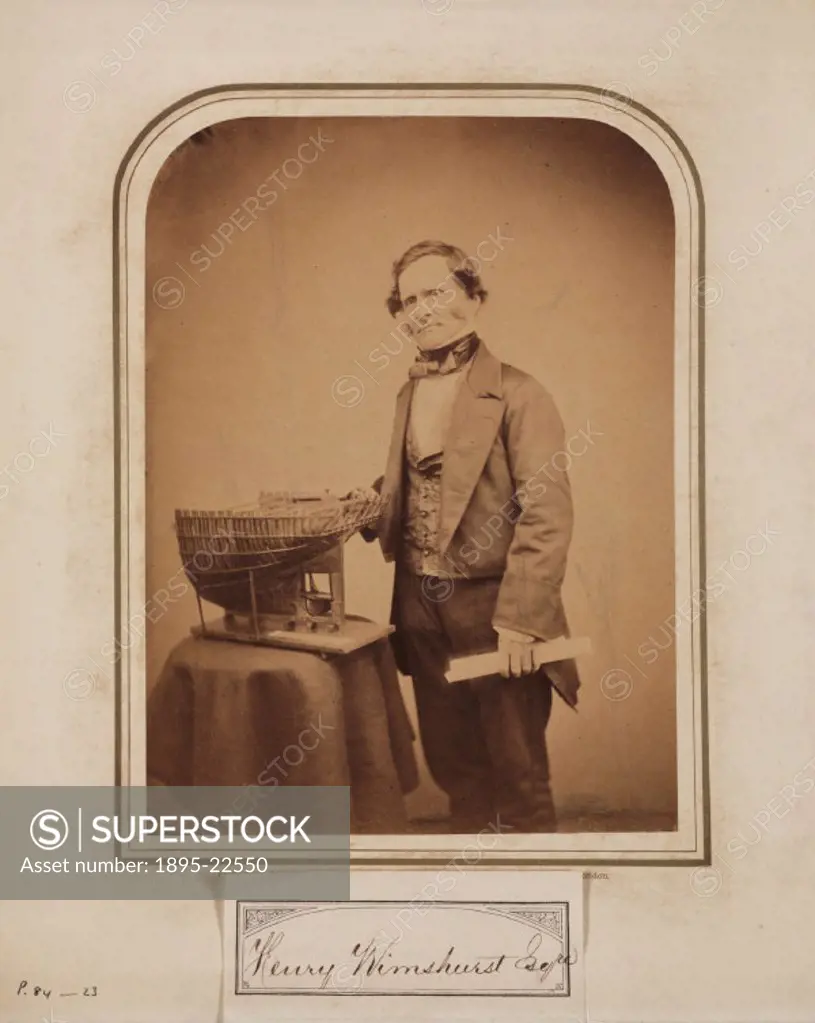 Photographic studio portrait by Maull and Polyblank of Henry Wimshurst, engineer, and the father of James Wimshurst (1832-1903), developer of the Wims...
