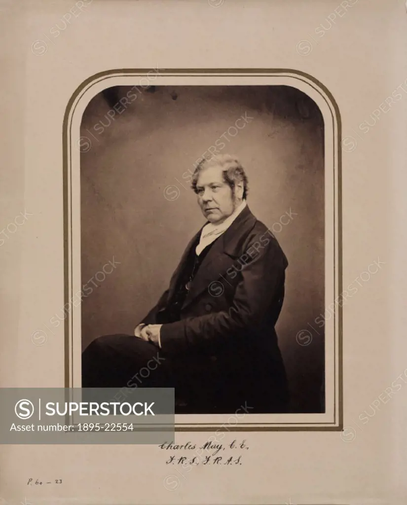 Photographic studio portrait by Maull and Polyblank of Charles May FRS.