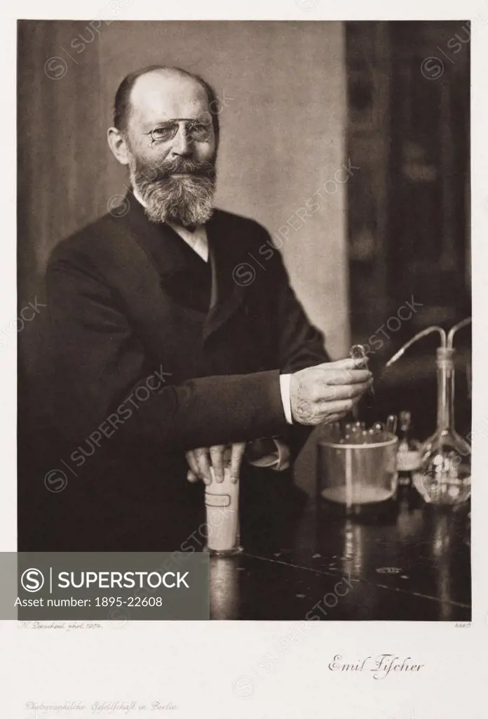 Photogravure after a painting or photograph. Emil Hermann Fischer (1852-1919) was a leading figure in his field. He elucidated the chemistry of carboh...