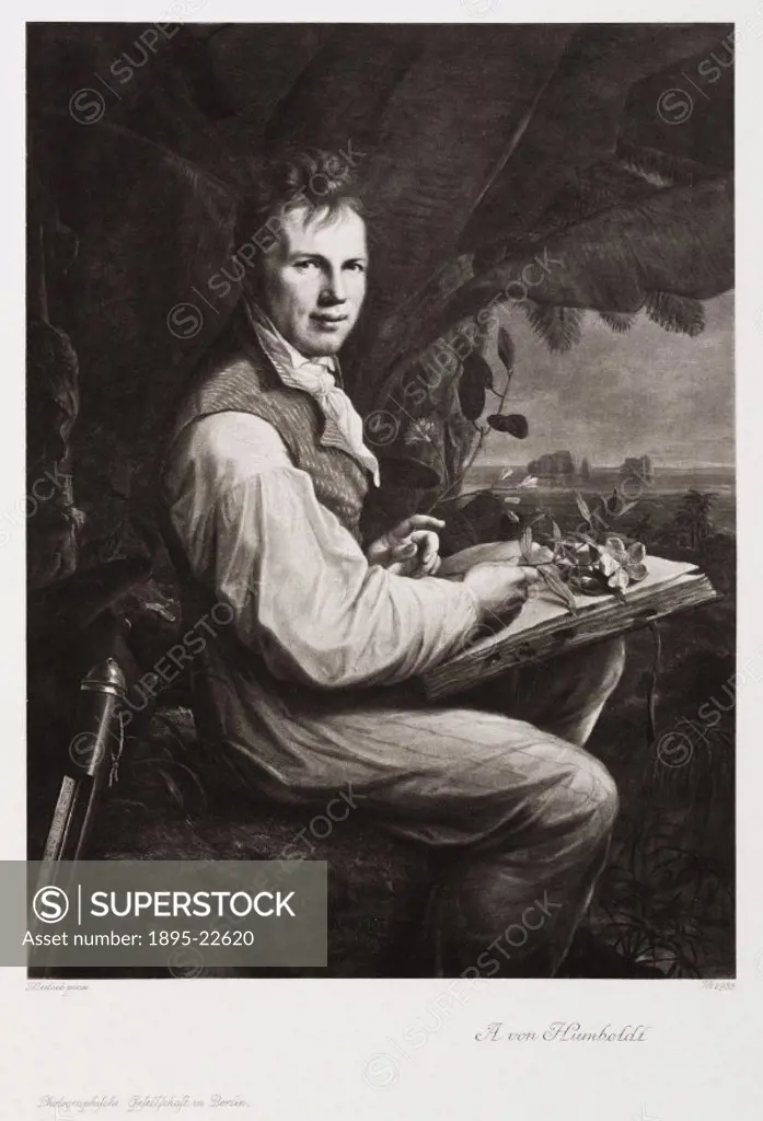 Photogravure after a painting of 1806 by Weitsch. Baron Humboldt (1769-1859) is primarily remembered as an explorer and pioneer in geophysics and mete...
