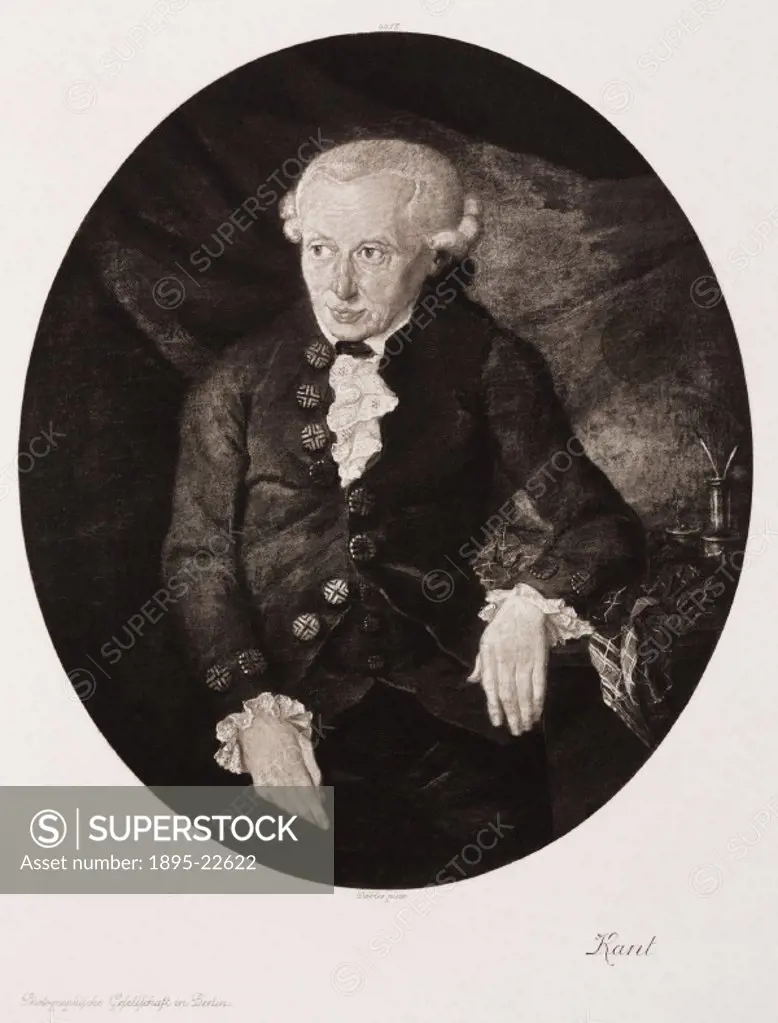 Photogravure after a painting by Dobler. Kant (1724-1804) became professor of logic and metaphysics at the University of Konigsberg, Germany in 1770. ...