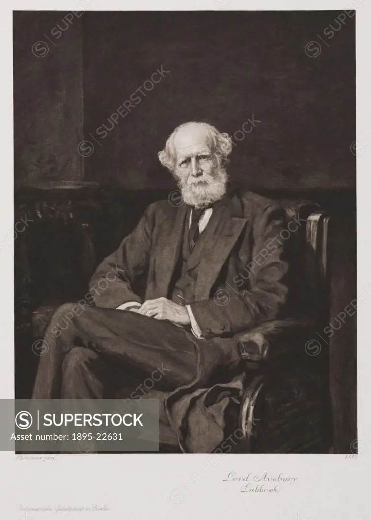Photogravure after a painting by Hubert von Herkomer. John Lubbock (1834-1913) was born in London, the son of the astronomer and mathematician Sir Joh...