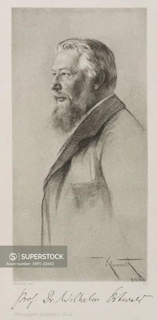 Photogravure after a drawing by Klamroth with facsimile signature of the sitter. Wilhelm Ostwald (1853-1932) studied chemistry at Dorpat University in...