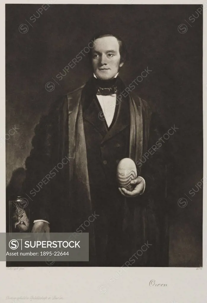 Photogravure after a painting by H W Pickersgill, c 1845. Sir Richard Owen (1804-1892) studied comparative anatomy under John Barclay (1758-1826) at E...