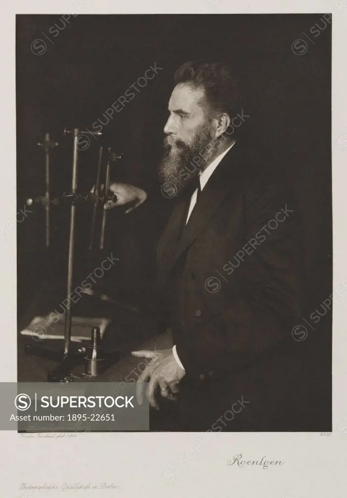 Photogravure after a photograph taken by Nicola Perscheid in 1906, of  the German physicist Wilhelm Konrad Roentgen (1845-1923). Originally an enginee...