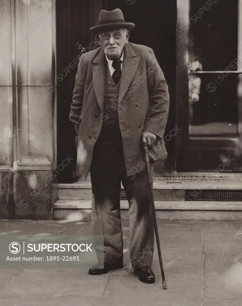 Photograph of Crompton (1845-1940) as an old man. Crompton was a pioneer of electric street lighting, including Kings Cross Station and the Law Court...