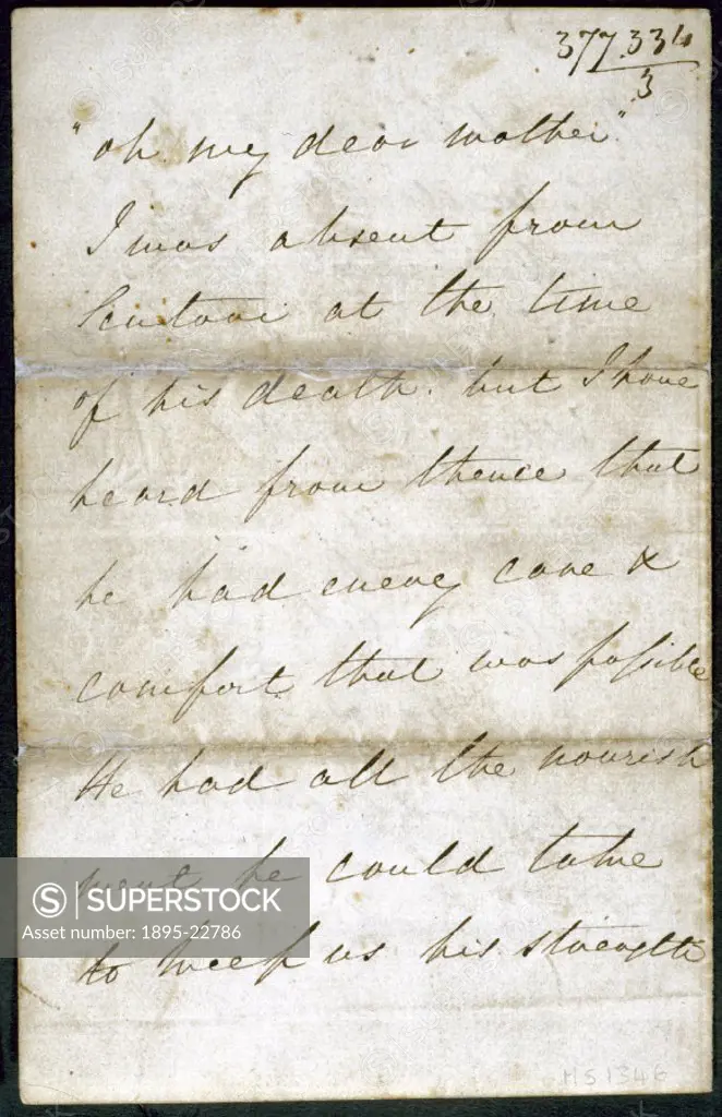 Letter from English nurse and hospital reformer Florence Nightingale (1820-1910) to a Mrs Clark informing her of  the death of her brother, Samuel Cla...