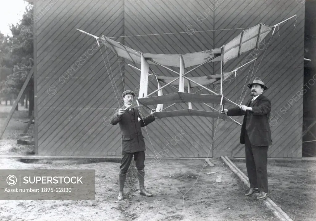 Photograph. American-born Samuel Franklin Cody (1862-1913) obtained British nationality in 1896. He pioneered the manlifting kite as a means of milita...