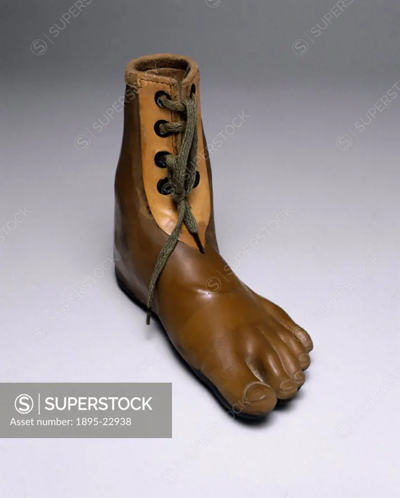 Jaipur artificial foot for Symes amputee, made in India. A Symes amputation is one at ankle level, just above the foot. The ball of the heel is retain...