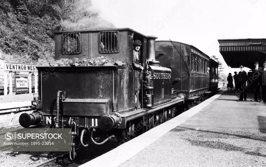 Terrier class steam train Newport’, Ventnor West, England, c 1925.Terrier Class 0_6_0T steam locomotive on the Isle of Wight.