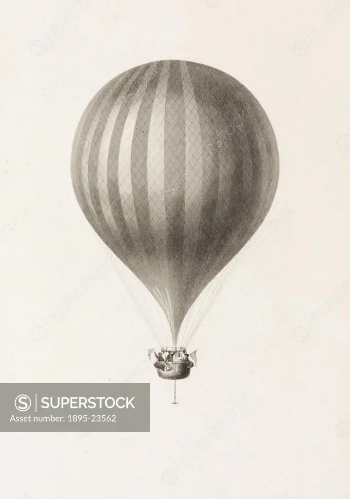 Aquatint. The Royal Vauxhall’ (later known as the Nassau’ balloon) was the largest balloon of its time, standing 80 feet (244 m) high with a capacit...
