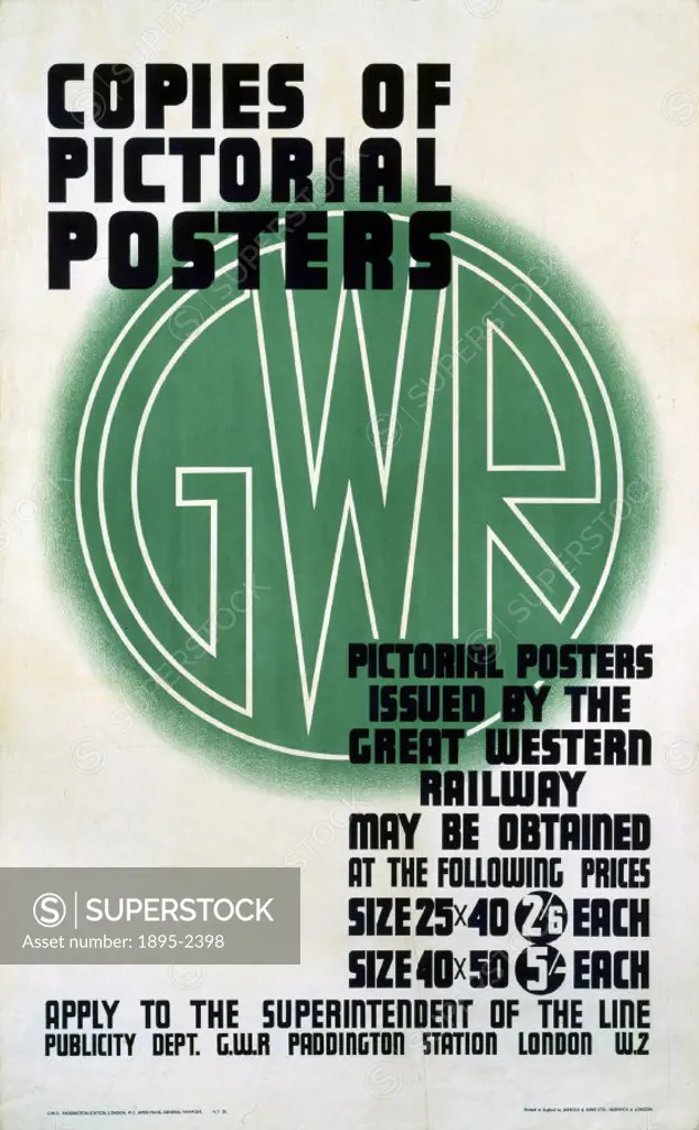 GWR poster. Copies of Pictorial Posters.