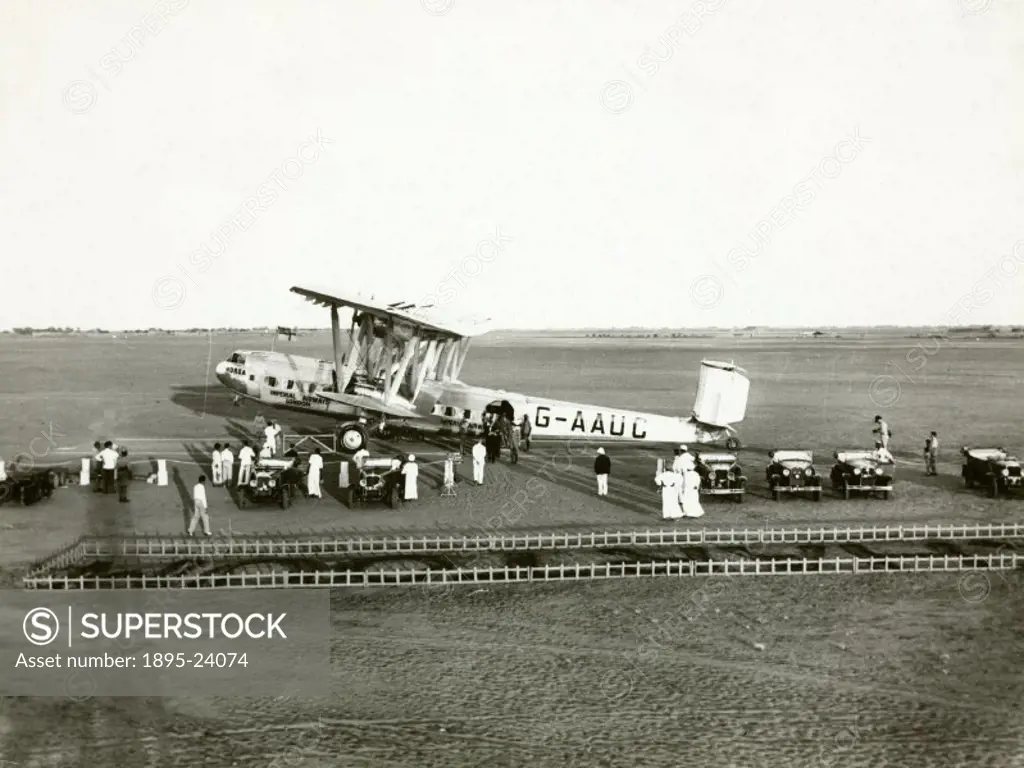 Note the fenced lettering in the foreground. The Handley Page HP42 was the most famous Imperial Airways airliner of the period. It first flew in at Ra...