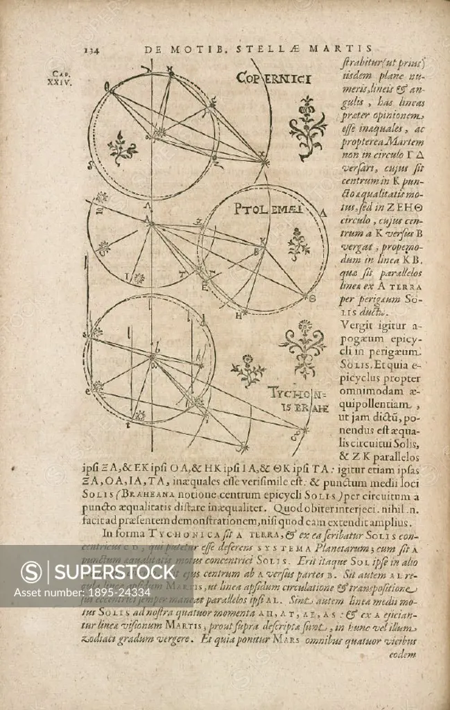 Engraving from Astronomia nova’ (New astronomy) by German astronomer Johannes Kepler (1571-1630) published in Heidelberg in 1609. Modern astronomy st...
