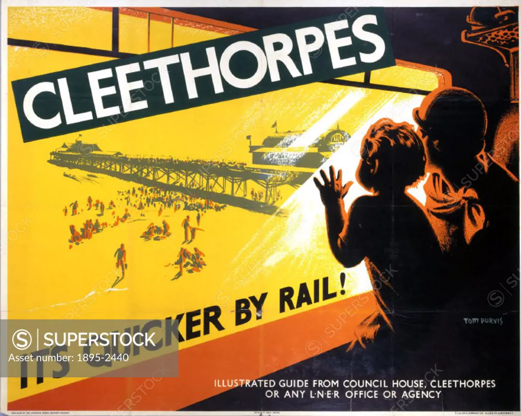 Poster produced for London & North Eastern Railway (LNER) to promote rail travel to the coastal resort of Cleethorpes, North East Lincolnshire. The po...