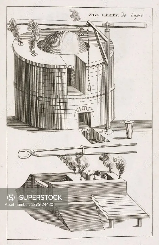 Engraving from Regnum Subterraneum sive Minerale de Cupro et Orichalco’ (The Subterranean or Mineral Kingdom in respect to Copper and Brass) by Emanu...