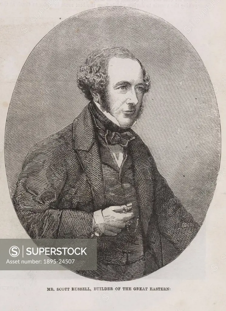 Portrait of naval engineer John Scott Russell (1808-1882) taken from Pictorial history of the Great Eastern steam-ship’ (published in 1859 or 1860). ...