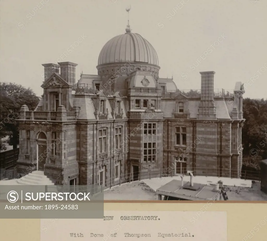 Photograph showing the New Physical Observatory building at the Royal Observatory, Greenwich around 1914. The building erected between 1894 and 1899, ...