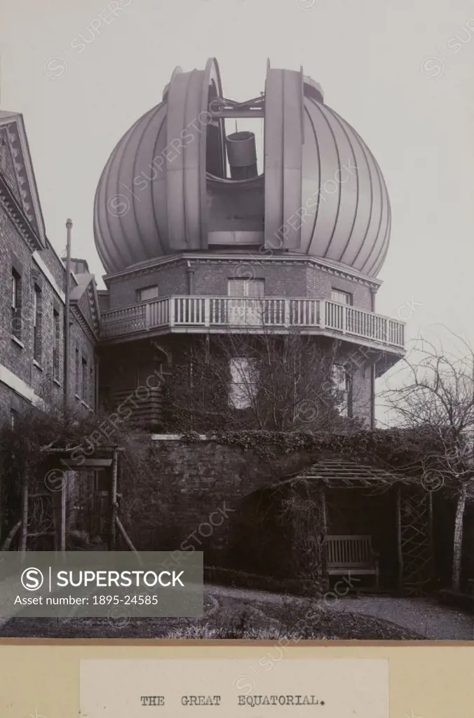 Photograph of the building that houses Airy´s ´Great Equatorial´, at the Royal Observatory, Greenwich. Sir Howard Grubb of Dublin in Ireland built the...