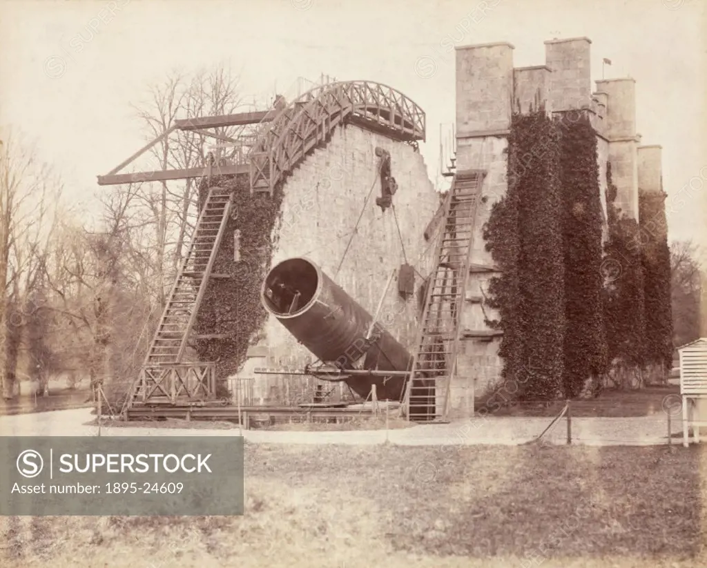 One of two photographs showing views of the Great Rosse telescope, taken by Lieutenant Colonel Harry J Watson, whilst he was posted to nearby Newbridg...