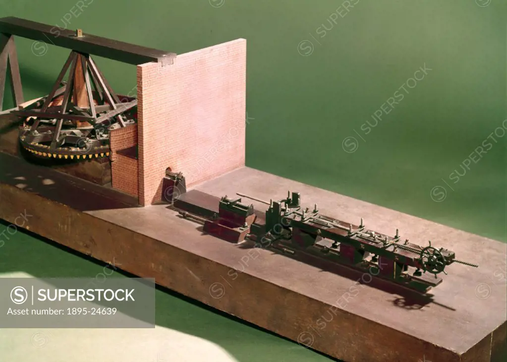 Model of horse-power gun-boring machine, copied from model lent by Royal Artillery Institute.