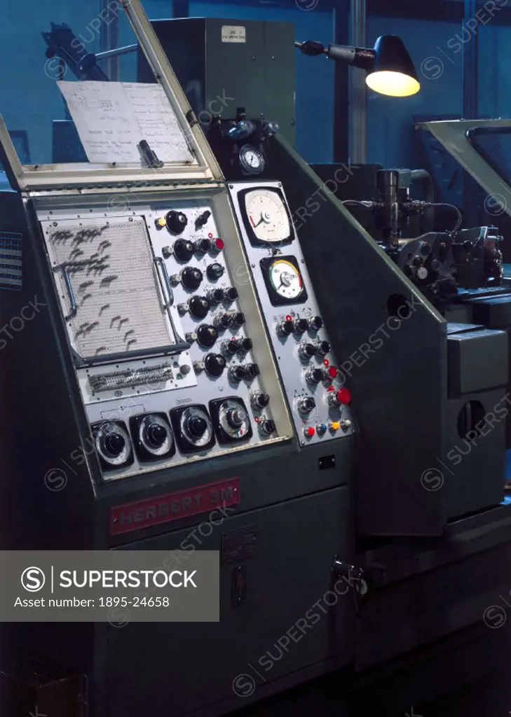 This machine is a purpose-built capstan lathe using electrical sequence control of all machine functions, hydraulic actuation of three cross slides, c...