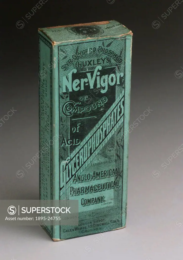 Huxley´s general tonic for the nerves, a compound of the acid glycero-phosphate combined with 1/250 of a gramme of strychnine (poison).’ The label st...