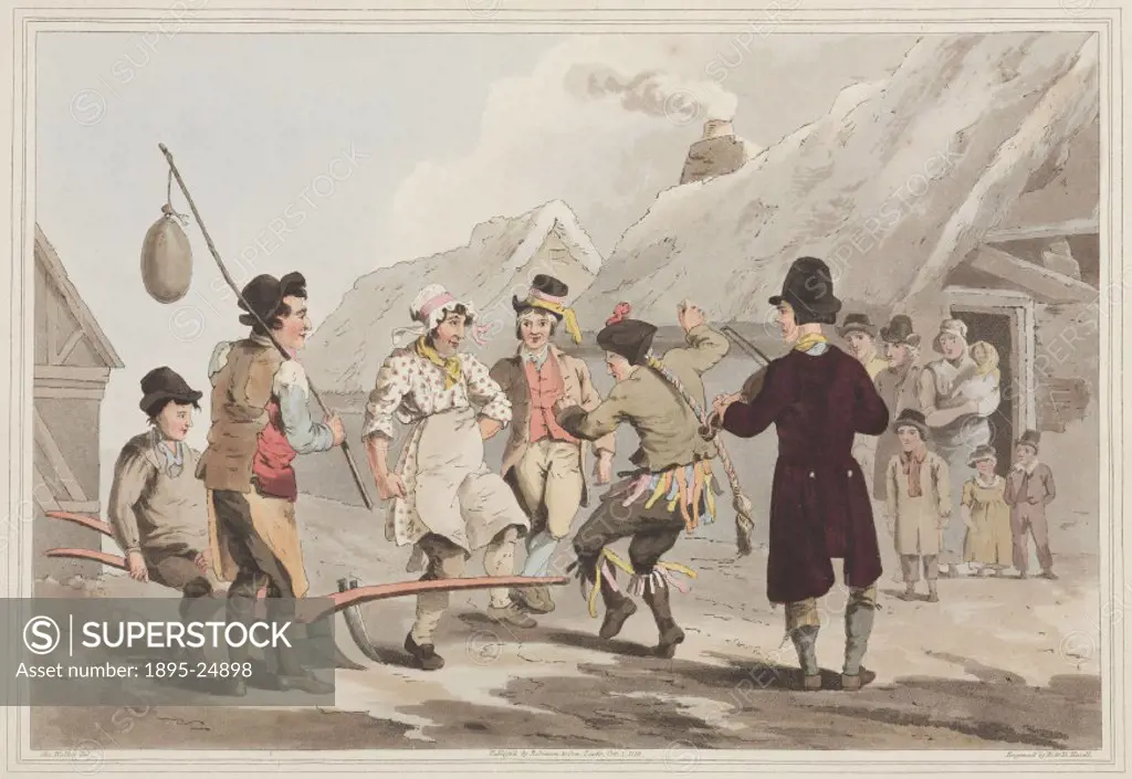 ´The Fool Plough´, 1813.Hand-coloured aquatint by Robert Havell after George Walker (1781-1856) from his The Costume of Yorkshire’ published in 1814 ...