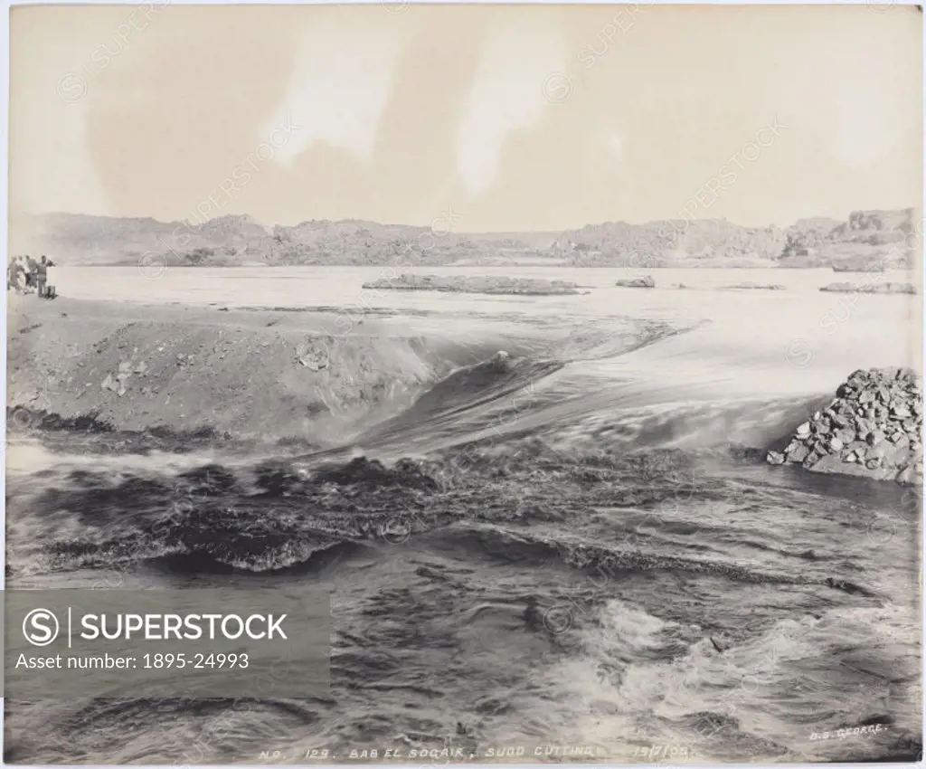 Photograph by D S George, one of a series showing the building of the Aswan Dam. In the late 19th century, the growth of population and agricultural p...