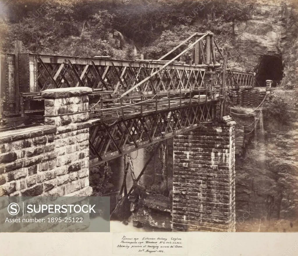 Albumen photograph by Lawton & Scowen, one of a series depicting the construction of various railway bridges in Ceylon (Sri Lanka) between 1878 and 18...